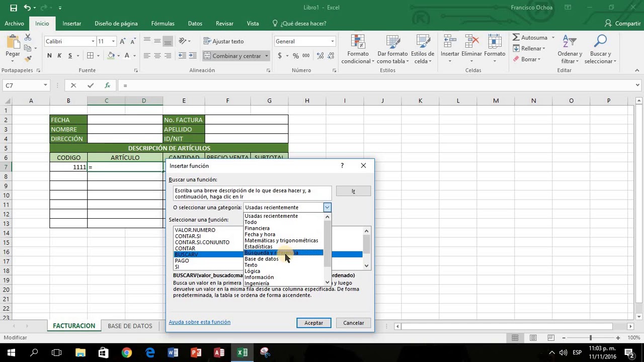 Factura automática en Excel con clientes y productos