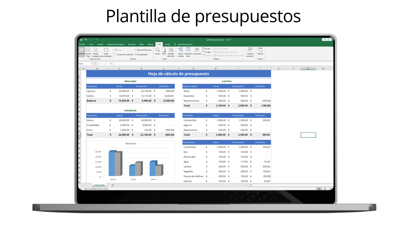 Plantilla de presupuesto personal en Excel gratis